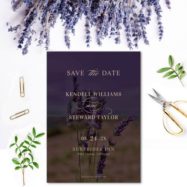 Save The Date Mariage Bohème Élégant Fleur de Lavande d'Été (Créateur téléchargé)