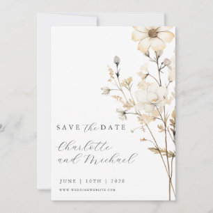 Save The Date Mariage Bohème Fleur Sauvage   Ivoire 
