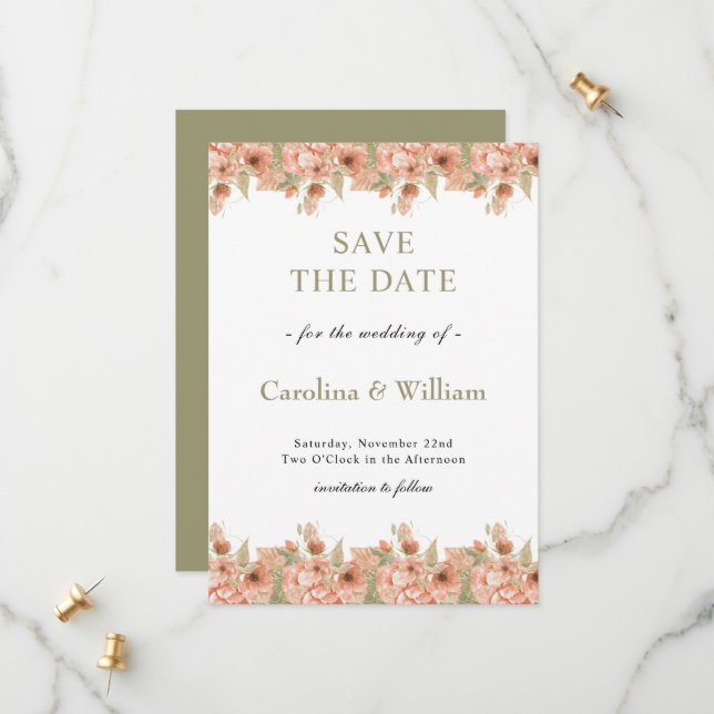 Save The Date Mariage Bohème Floral (Devant/Arrière en situation)