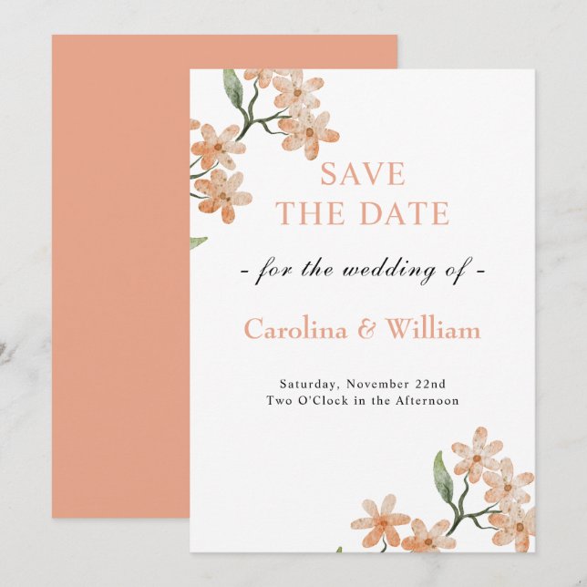 Save The Date Mariage Bohème Floral (Devant / Derrière)