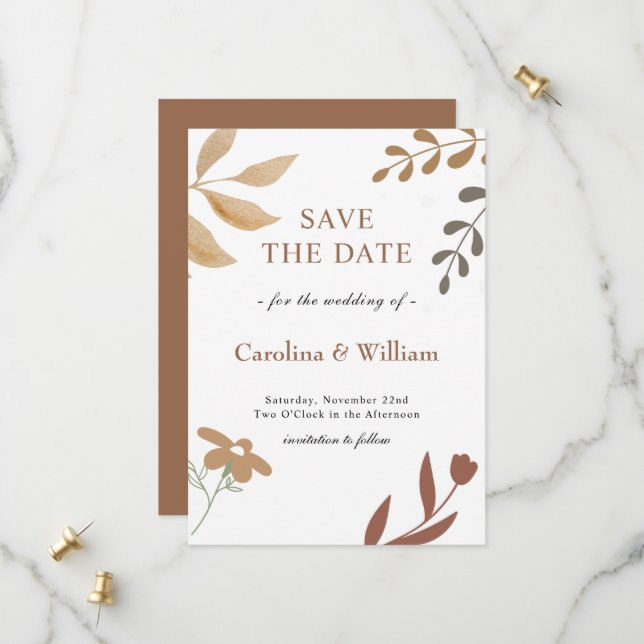 Save The Date Mariage Bohème Floral (Devant/Arrière en situation)