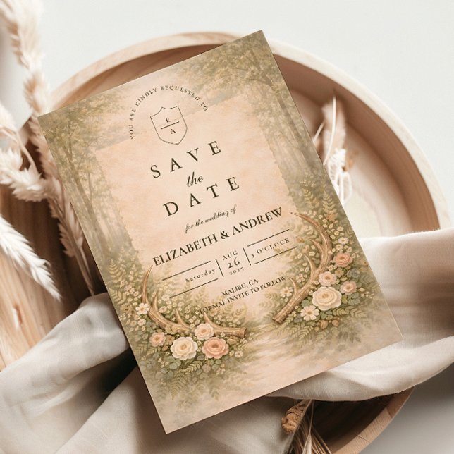 Save The Date Mariage Bohème Floral de Bois (Créateur téléchargé)