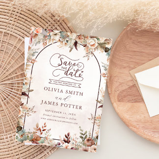 Save The Date Mariage Bohème Floral Élégant