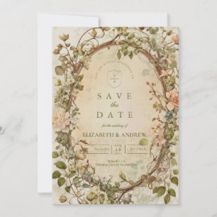 Save The Date Mariage Bohème Floral Élégant et Terrien avec une 