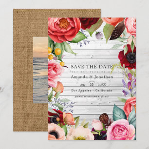 Save The Date Mariage Bohème Floral Rustique Photo Bohémien