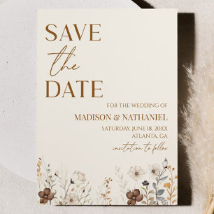 Save The Date Mariage Bohème Jardin Floral Fleurs Sauvages
