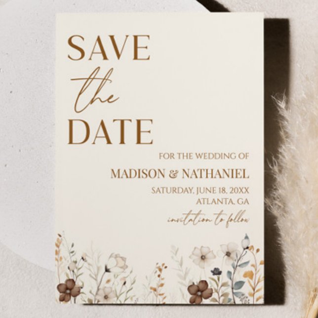 Save The Date Mariage Bohème Jardin Floral Fleurs Sauvages (Créateur téléchargé)