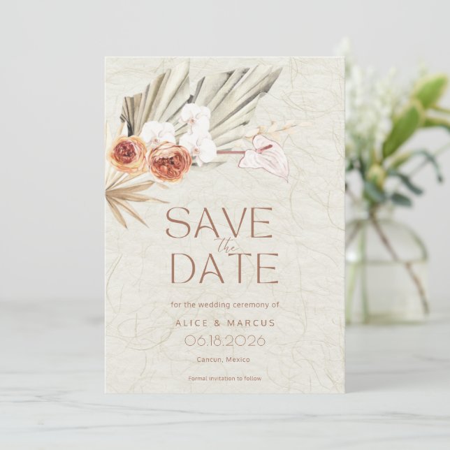 Save The Date Mariage Bohème Photo Automne (Debout devant)