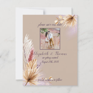 Save The Date Mariage Bohème Rustique Été Herbe de Pampas