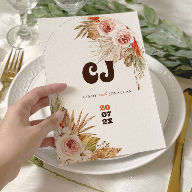 Save The Date Mariage Bohème Rustique Herbe des Pampas (Créateur téléchargé)