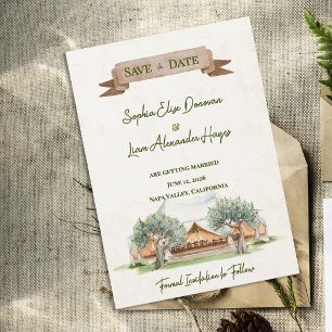 Save The Date Mariage Bohème sous la Tente à Aquarelle en Plein