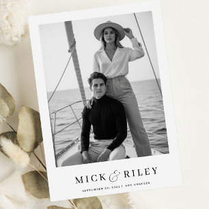Save The Date Mariage Bohème Vintage Minimaliste Texte et Photo