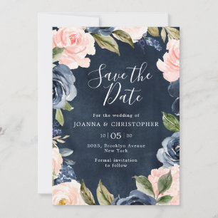 Save The Date Mariage Boho en or bleu bleu bleu rose marine