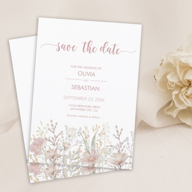 Save The Date Mariage Boho Fleur sauvage simple (Créateur téléchargé)