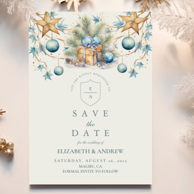 Save The Date Mariage Boho Frosted Blue Pine (Créateur téléchargé)