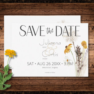 Save The Date Mariage Boho Golden Yellow Meadow Fleurs