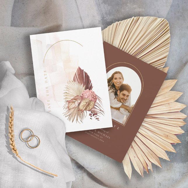 Save The Date Mariage Boho Oasis Photo Brun Umber ID959 (Créateur téléchargé)