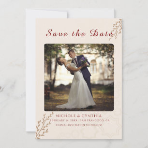 Save The Date Mariage Boho Orange Brûlé en terre cuite moderne
