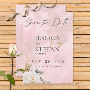 Save The Date Mariage Boho Pampas & Roses Rose