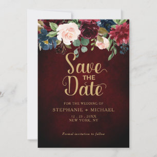 Save The Date Mariage Boho rose rose pâle de Marsala de Bourgogn