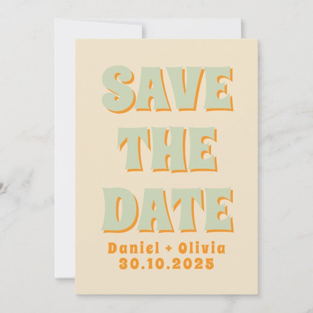 Save The Date Mariage Boho Super coloré rétro (Devant)