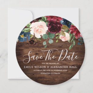 Save The Date Mariage Bois Rustique Vin Rouge Bourgogne