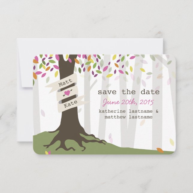 Save The Date Mariage Boisé Coloré Enregistrer La Date (Devant)