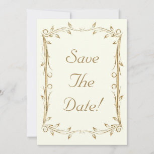 Save The Date Mariage Bordure Or Antique Décorative