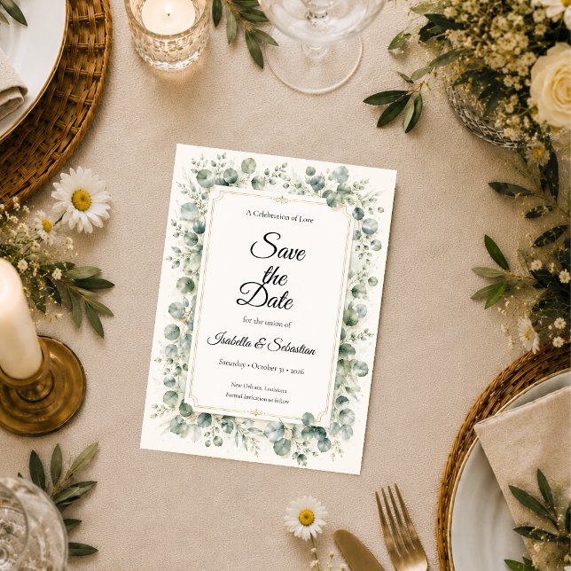Save The Date Mariage Botanique à l'Eucalyptus (Créateur téléchargé)