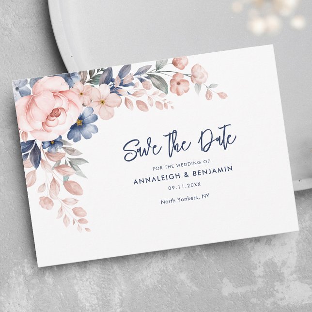 Save The Date Mariage botanique à script floral (Save the Date Wedding Announcement Pink Floral )