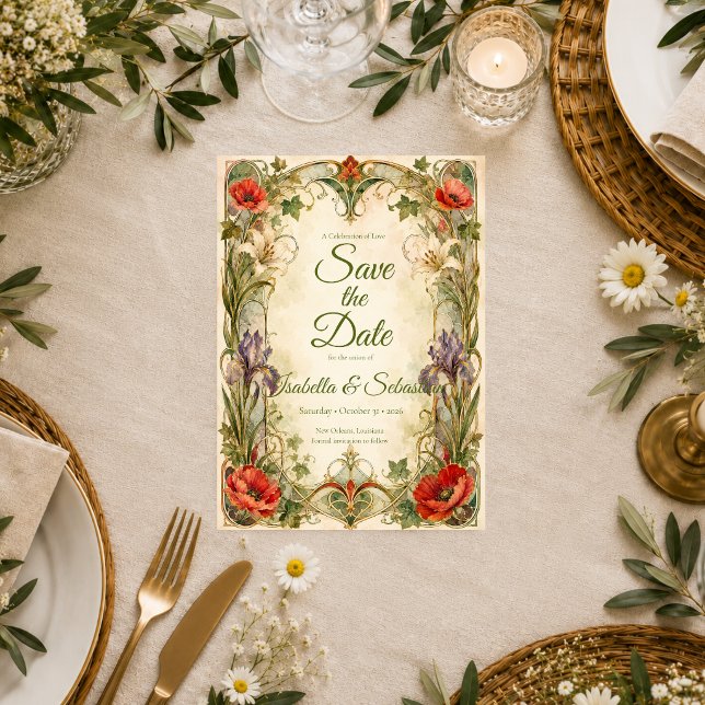 Save The Date Mariage botanique Art nouveau romantique (Créateur téléchargé)