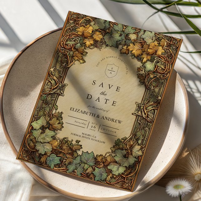 Save The Date Mariage Botanique Automnal Vintage (Créateur téléchargé)