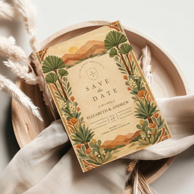 Save The Date Mariage botanique bohème dans le désert (Créateur téléchargé)