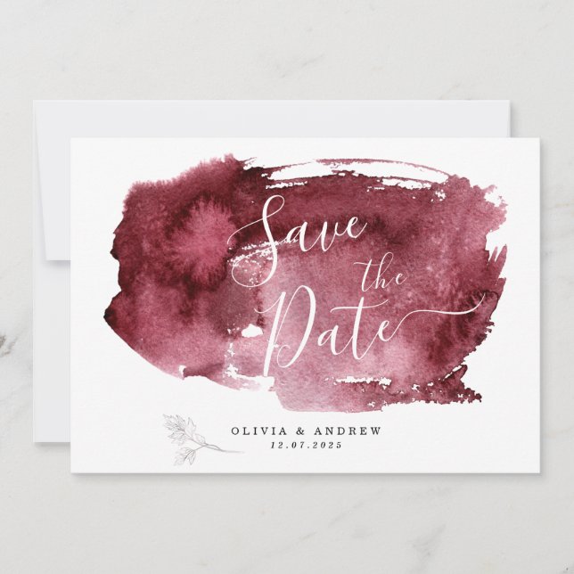 SAVE THE DATE MARIAGE BOTANIQUE DE COULEUR D'EAU MINIMALE BRÛLÉE (Devant)