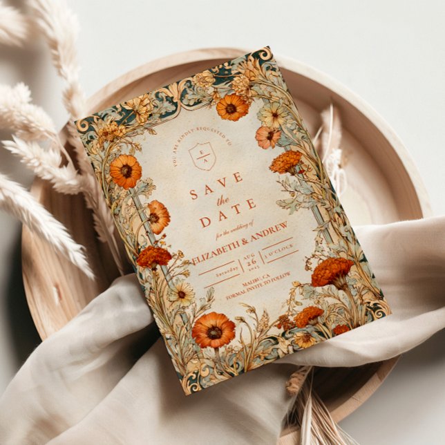 Save The Date Mariage Botanique de Fleur Sauvage d'Automne (Créateur téléchargé)