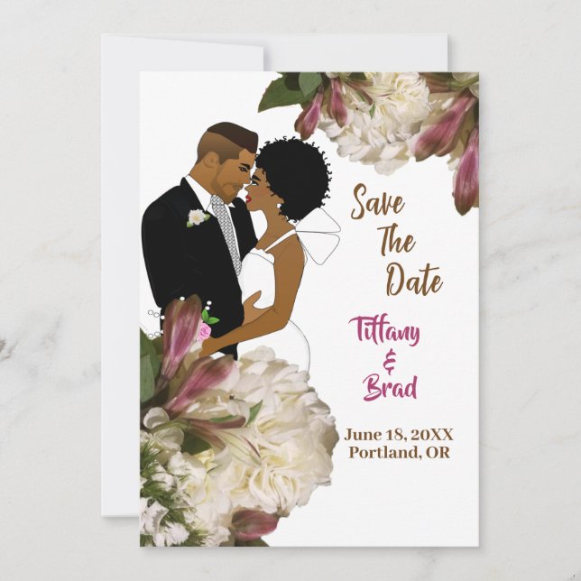 Save The Date Mariage botanique de fleurs blanches Sauvegarder l (Devant)