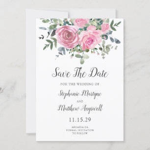 Save The Date Mariage botanique d'Eucalyptus rose poussiéreux