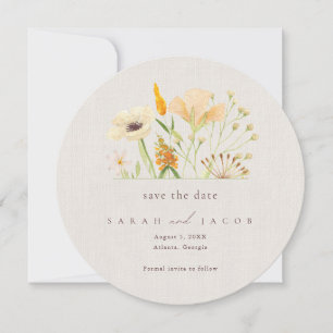 Save The Date Mariage botanique Fleur sauvage simple
