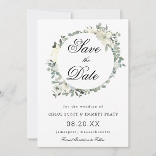 Save The Date Mariage Botanique Floral Blanc