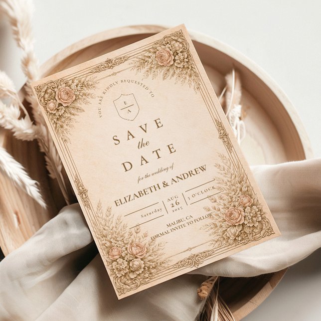 Save The Date Mariage Botanique Floral de Luxe Rustique (Créateur téléchargé)