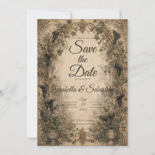 Save The Date Mariage Botanique Gothique Maussade