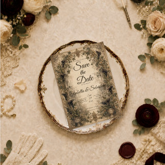 Save The Date Mariage Botanique Gothique Maussade