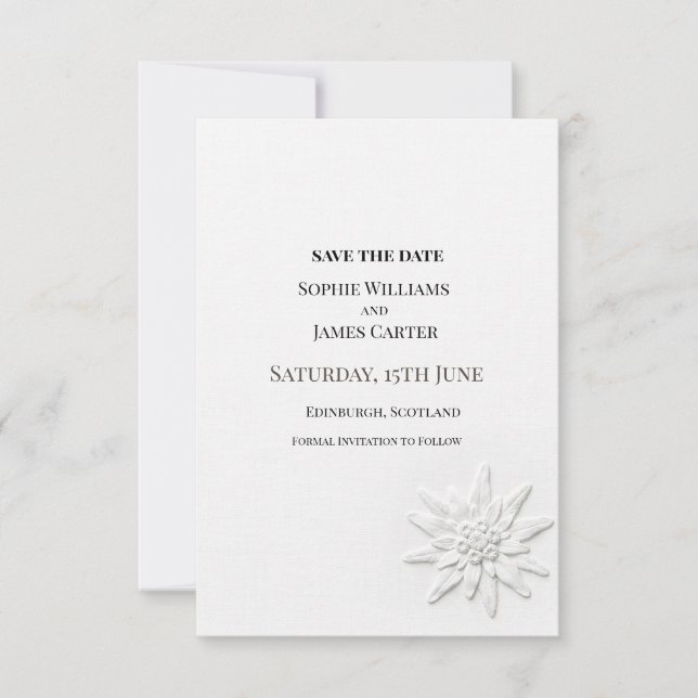 Save The Date Mariage Botanique Gris (Devant)
