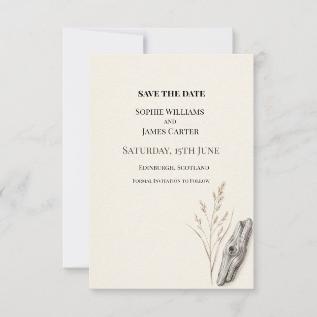 Save The Date Mariage Botanique Neutre (Devant)