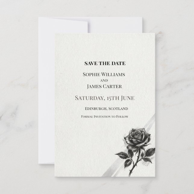 Save The Date Mariage Botanique Noir (Devant)