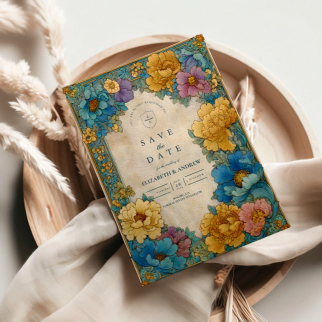 Save The Date Mariage Botanique Or et Sarcelle (Créateur téléchargé)