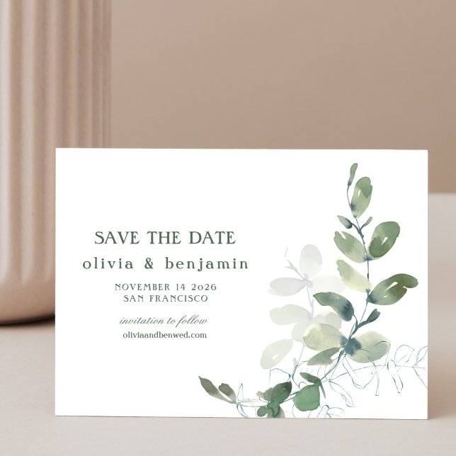 Save The Date Mariage Botanique Rustique Eucalyptus Mariage  (Créateur téléchargé)
