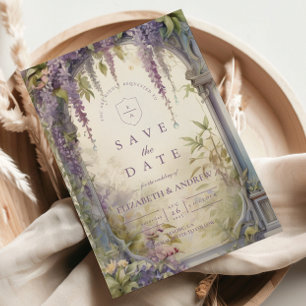 Save The Date Mariage botanique sous l'arche de glycine