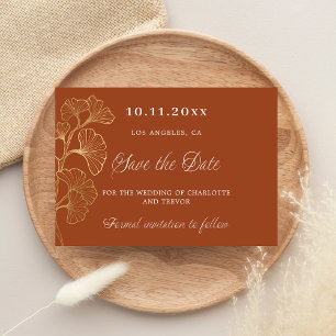 Save The Date Mariage brûlé or ginkgo orange
