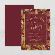 Mariage Burgundy et Feuilles Dorées Calligraphie É